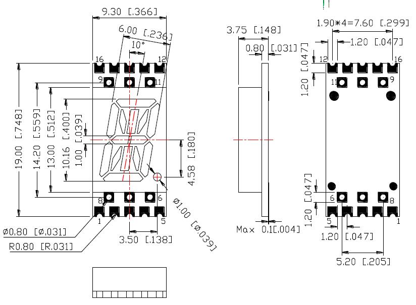 Display alfanum&eacute;rico de 0,4 pulgadas y 1 d&iacute;gito 4011