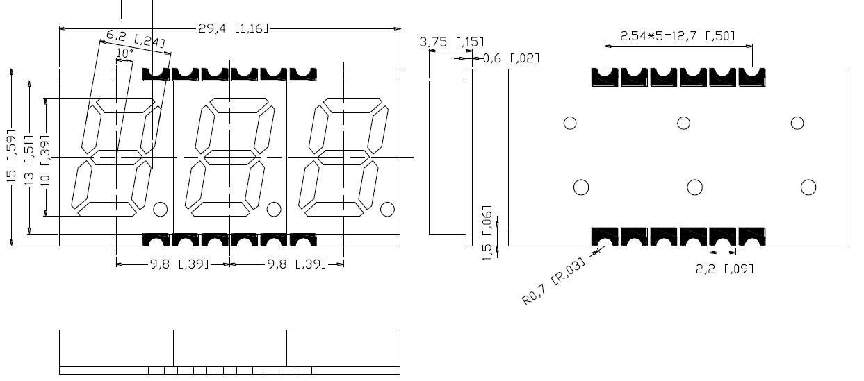 Pantalla SMD 3930 de 0,39 pulgadas y 3 d&iacute;gitos