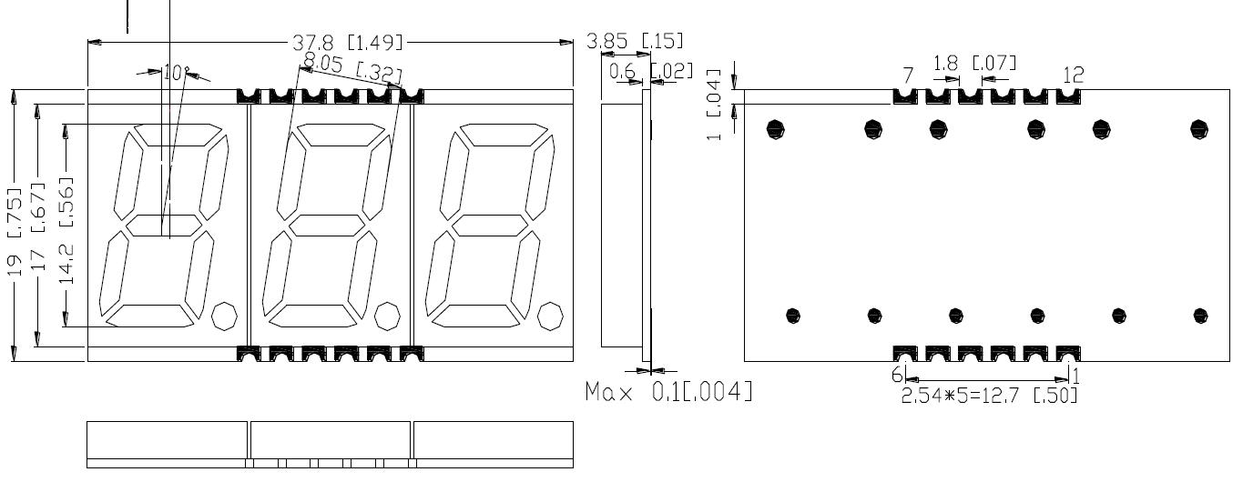Pantalla SMD 5630 de 0,56 pulgadas y 3 d&iacute;gitos