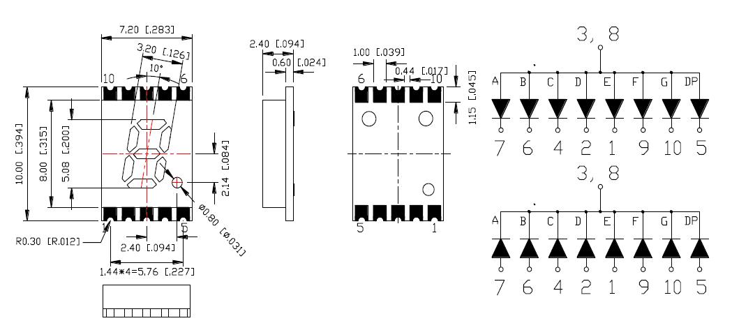 Pantalla SMD ultrafina de 0,2 pulgadas y 1 d&iacute;gito
