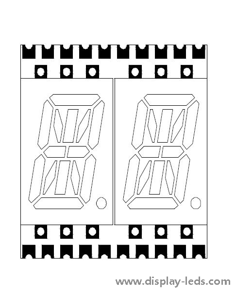 Pantalla SMD de 14 segmentos y dos dígitos de 0,4 pulgadas