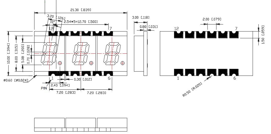 Pantalla SMD de 0,2 pulgadas y 3 d&iacute;gitos 2030