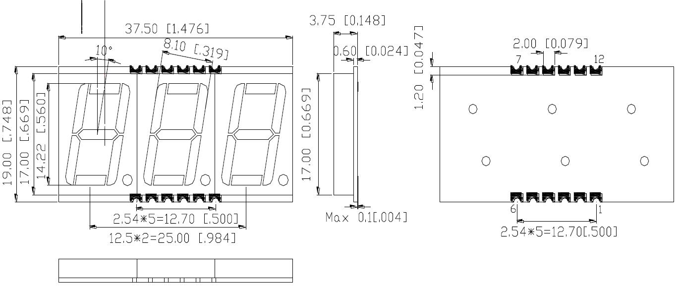 Pantalla SMD de 3 d&iacute;gitos de 0,56 pulgadas 5631