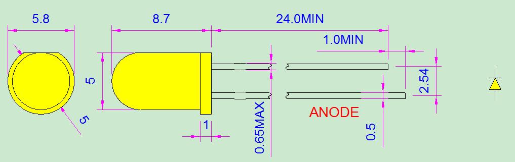 L&aacute;mpara LED amarilla de 5MM