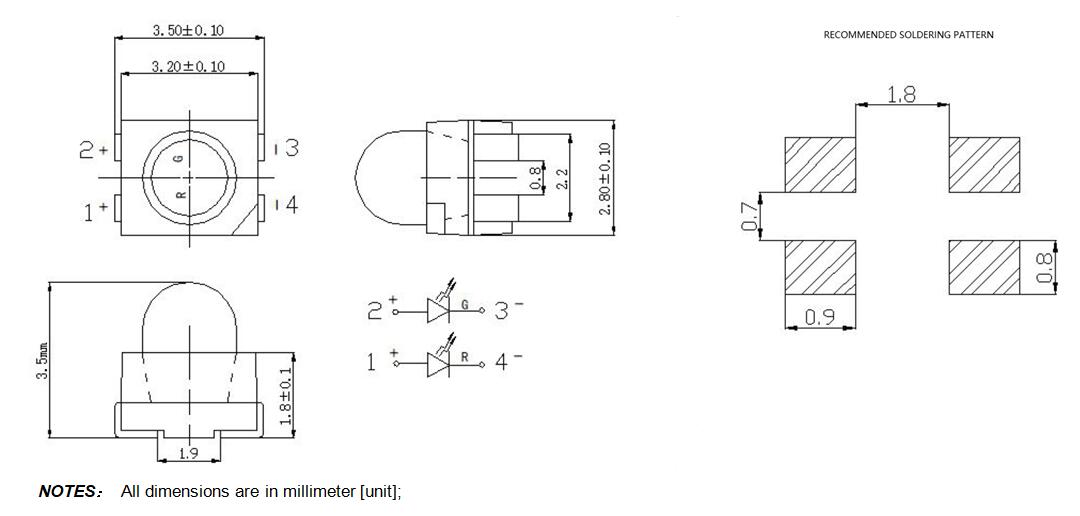 LED de c&uacute;pula de doble color