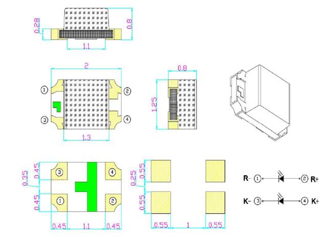 0805 LED SMD de doble color